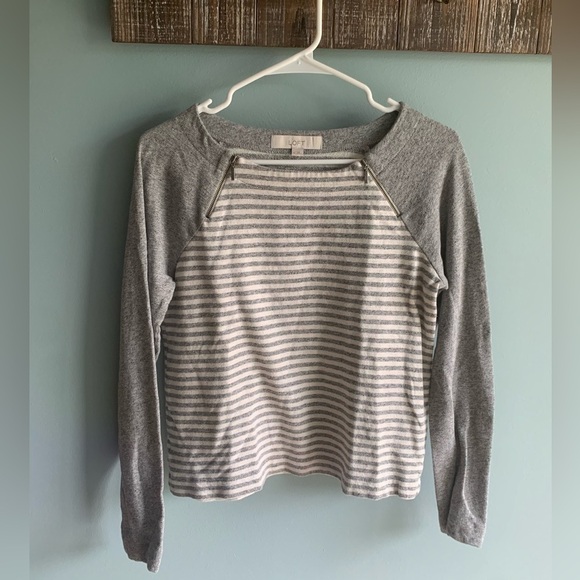 Loft Striped Lightweight Sweatshirt Gray Extra Small - Picture 1 of 6